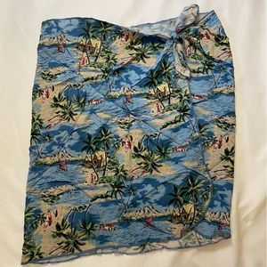 Cherokee Blue Tropical Print Swim Coverup
